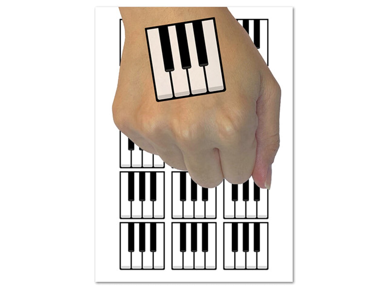 Piano Keys Music Temporary Tattoo Water Resistant Fake Body Art Set Collection (1 Sheet)